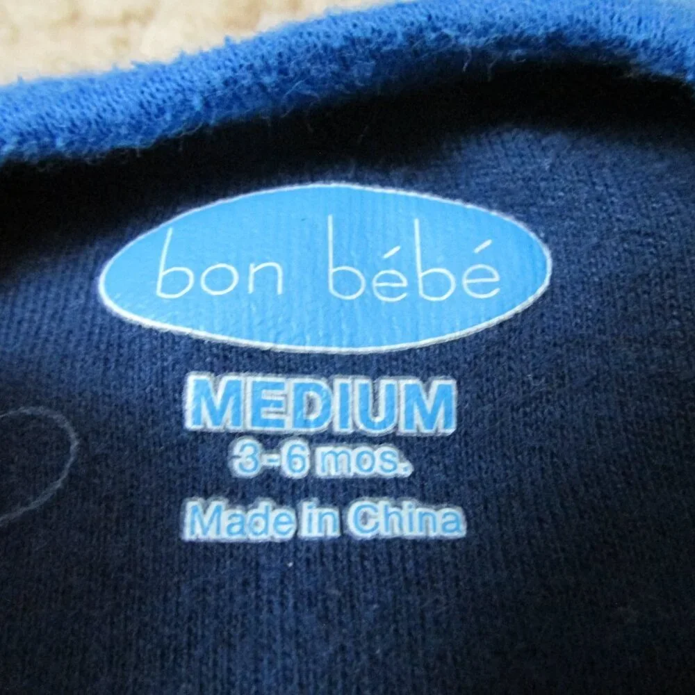 Bon Bebe 2 Pc T Shirt Pants Outfit Boy Size 3-6M Blue Orange #10 Home Run Hitter